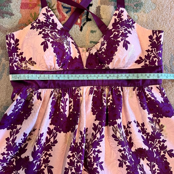 Tracey Reese NY Silk & metallic babydoll frock Anthropologie Sz 10 - Picture 6 of 8